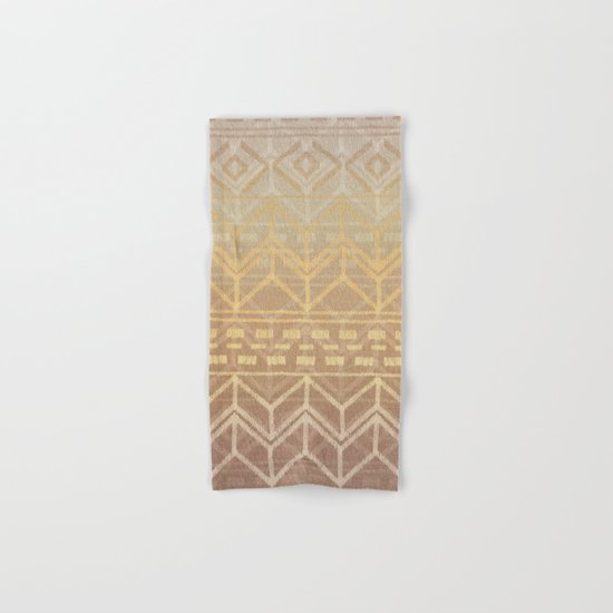 Neutral Tan & Gold Tribal Ikat Pattern Hand & Bath Towel