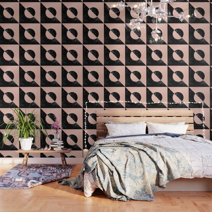 Rose Glitter and Black Marble Wallpaper