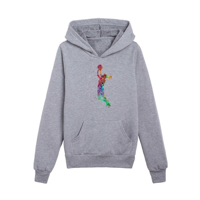 Basketball Girl Player Sports Art Print Kids Pullover Hoodie by