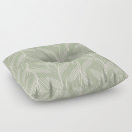 Retro Botanical Pattern Sage Green Floor Pillow