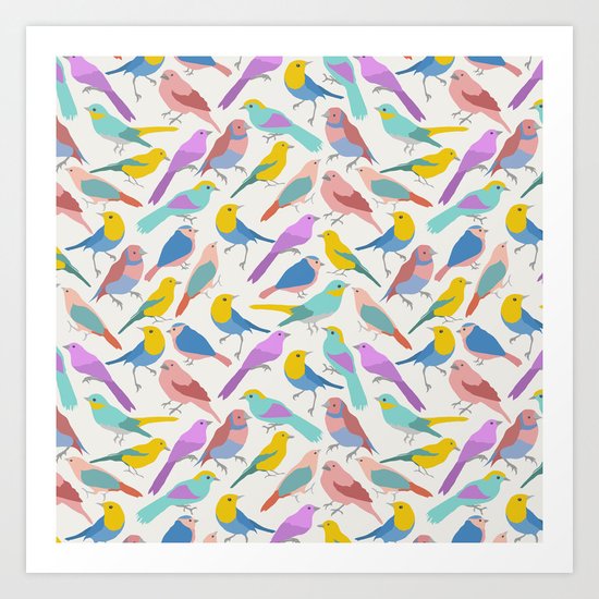 Dazzling Colored Bird Pattern Art Print