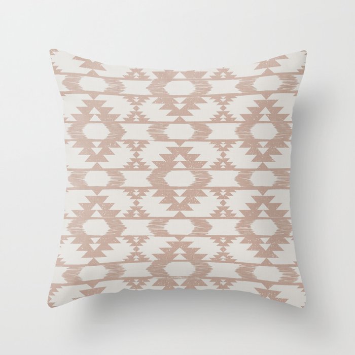 Light terracotta clay & white tribal kilim pattern Throw Pillow