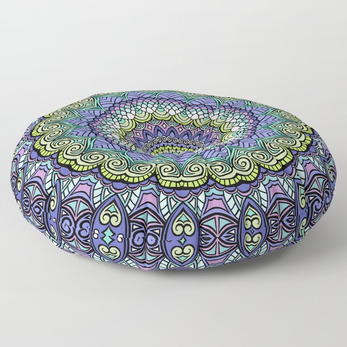 Purple n' Green Machine - Mandala Art Floor Pillow