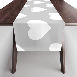 Hearts (White & Gray Pattern) Table Runner