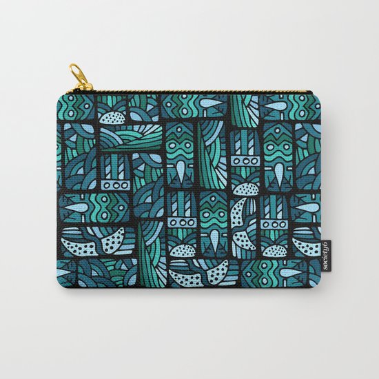 Ethnic blue pattern Carry-All Pouch
