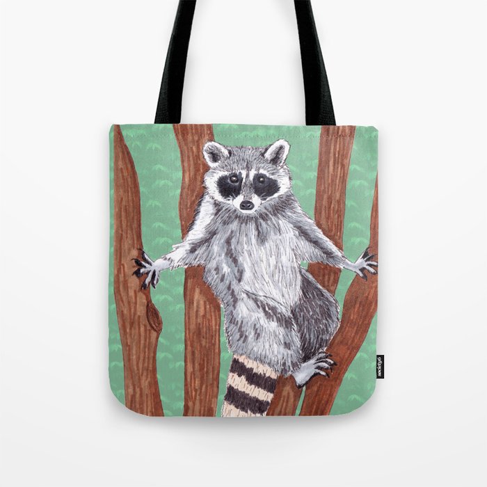 Yo ! Raccoon on the Tree Drawings Edition 1 Tote Bag