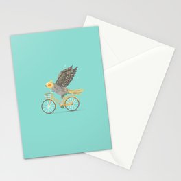 Cockatiel on a Bicycle Stationery Card