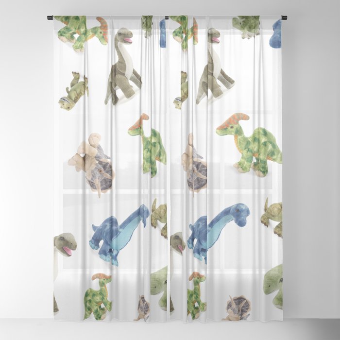 Dinosaur Blue Gree Brown Pattern Sheer Curtain By Jamesmichals Society6