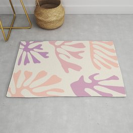 Rose-Coloured Cut-Outs Rug | Matisse, Abstract, Paper, Seaweed, Nature, Cream, Foliage, Pastel, Digital, Collage 