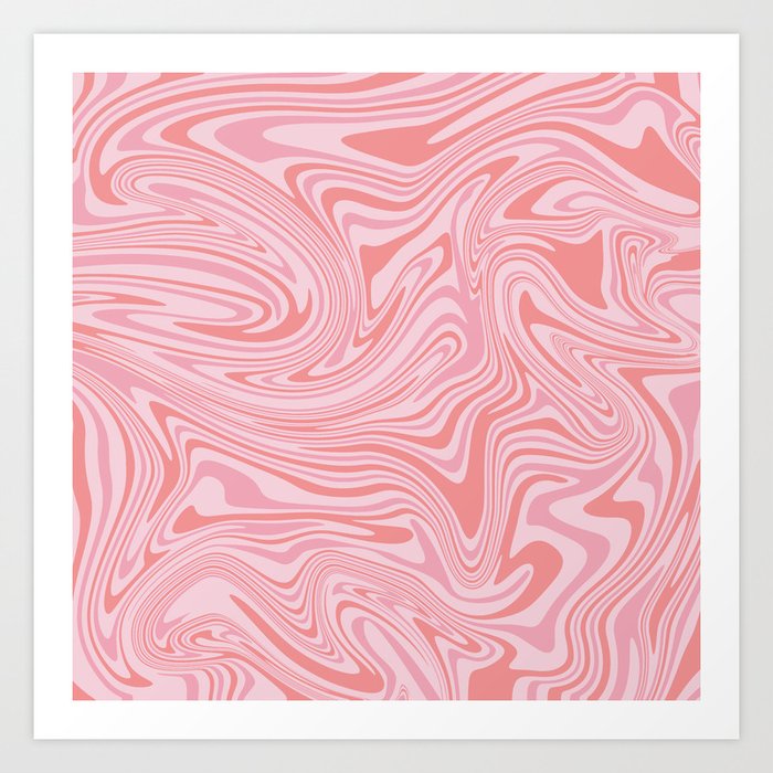 Bubblegum Pink Abstract Swirl Art Print