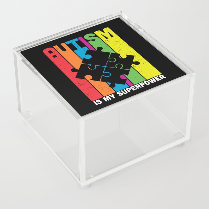 Autism Is My Superpower Colorful Puzzle Acrylic Box