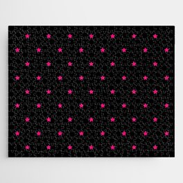 Neon Pink And Black Magic Stars Collection Jigsaw Puzzle