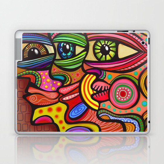 Abstract Folk Art People Painting Laptop Ipad Skin By Prawny