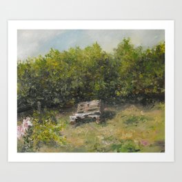pallets bench in summer  Art Print