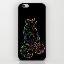 Colorful Floral Cat iPhone Skin