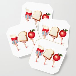 Lunch Ladies Pin-Ups Coaster | Lunch, Pin Ups, Apple, Painting, Milk, Curated, Retro, Digital, School, Sandwich 