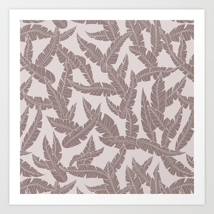 Mid Century Modern Abstract Palm Leaves Pattern Blush  Art Print