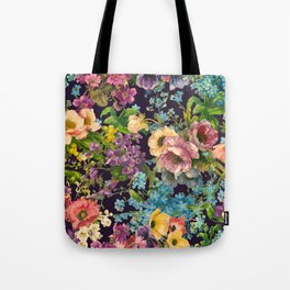 Vintage black floral pattern - shabby Chic foliage design  Tote Bag