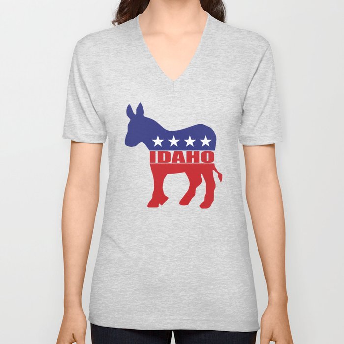 Idaho Democrat Donkey V Neck T Shirt