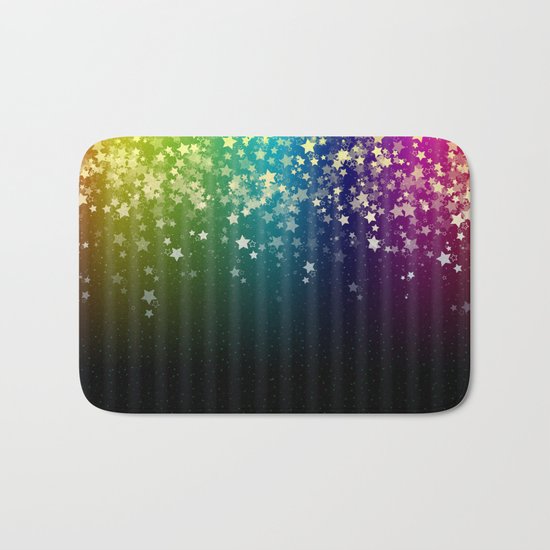 Colorful Space Rainbow Stars Bath Mat