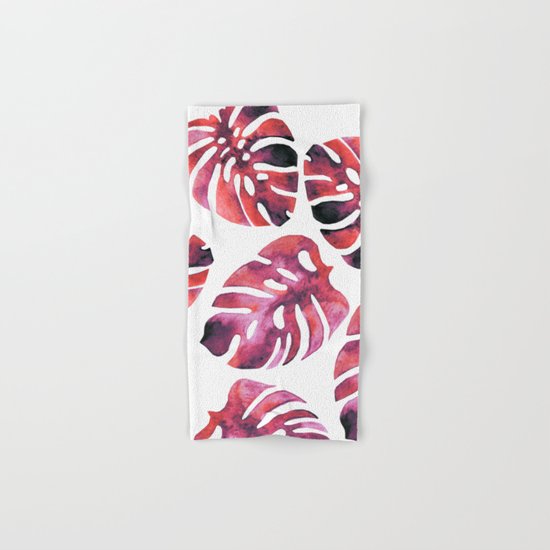 Monstera Red Hand & Bath Towel