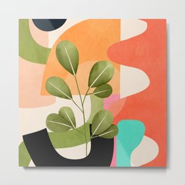 Minimal Modern Abstract Leaves 34 Metal Print | Abstract, Lines, Flowers, Decor, Leaf, Shape, Minimalism, Graphicdesign, Illustration, Minimalist 