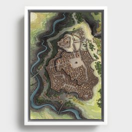 Holdmas City Map: Color Framed Canvas