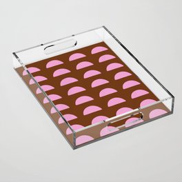 Pink + Brown Mid-Century Mod Woodblocks Acrylic Tray