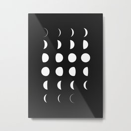 Moon Phases Metal Print | Pahes, Black and White, Scandianavian, Digital, Geotmetr, Moonphase, Graphicdesign, Abstract, Moonphases, Minimal 