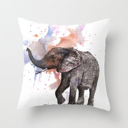 Dancing Elephant Painting Throw Pillow
