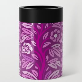 Vintage Stencil Rosebush Flowering Tree Magenta Can Cooler