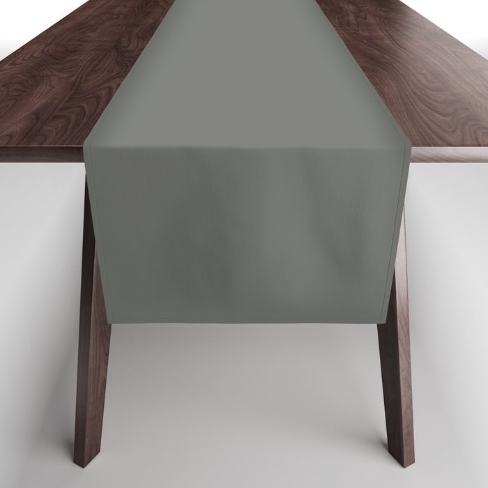 Dark Gray Solid Color Pantone Castor Gray 18-0510 TCX Shades of Green Hues Table Runner