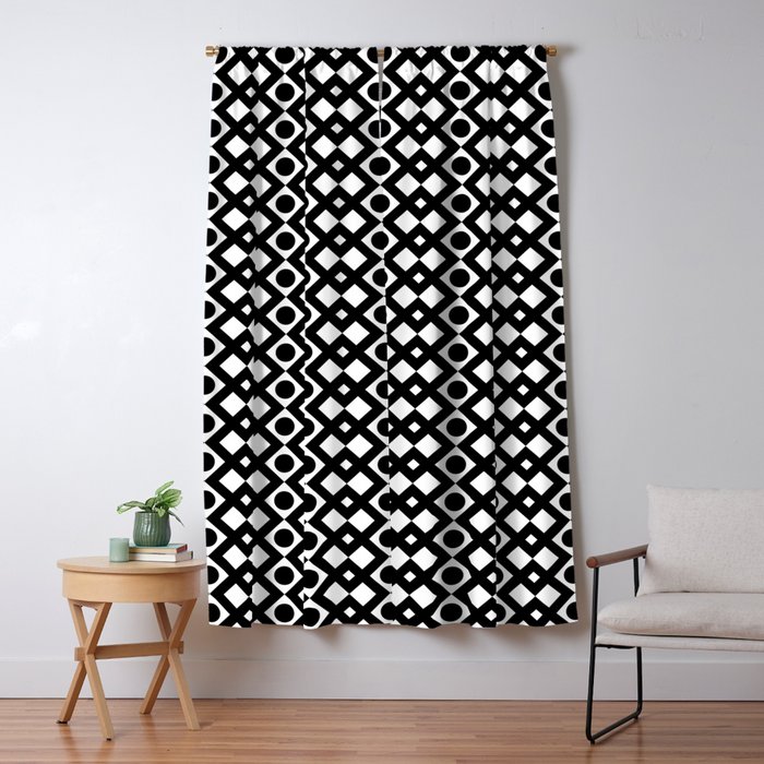 Black White Geometric Design Diamonds Circles Squares Blackout