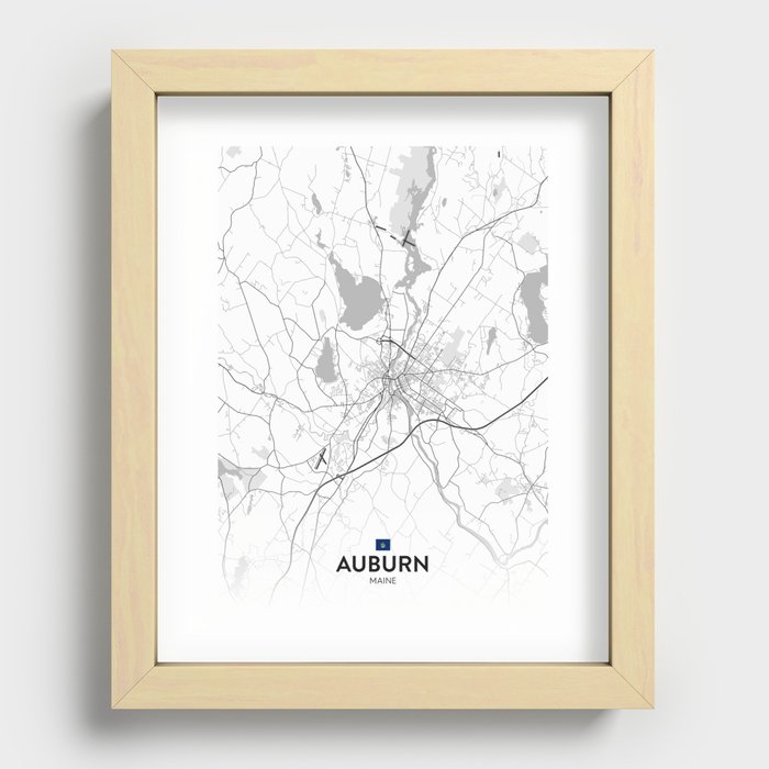 Auburn, Maine, United States - Light City Map Recessed Framed Print