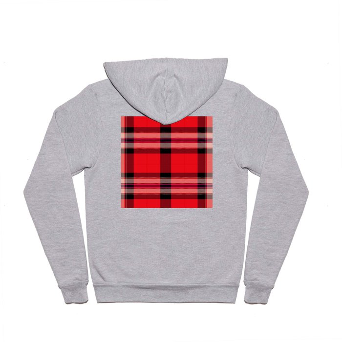 Argyle Fabric Plaid Pattern Red and Black Colors Hoody