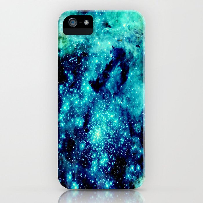 galaxy. teal aqua stars iphone case
