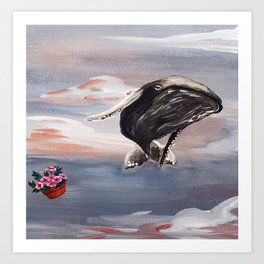 The Hitchhiker's Guide to the Galaxy - Whale & Petunias (Against All Probability / Oh no, not again) Art Print