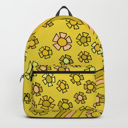 Retro Flower Power Flow by surfy birdy Backpack | Gowiththeflow, 60S, Goodvibes, Surfart, Curated, 70S, Flowerpower, Rainbow, Drawing, Retro 