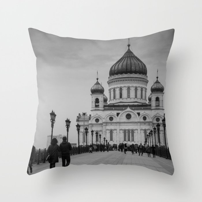 the Cathedral of Christ the Savior in Moscow Throw Pillow