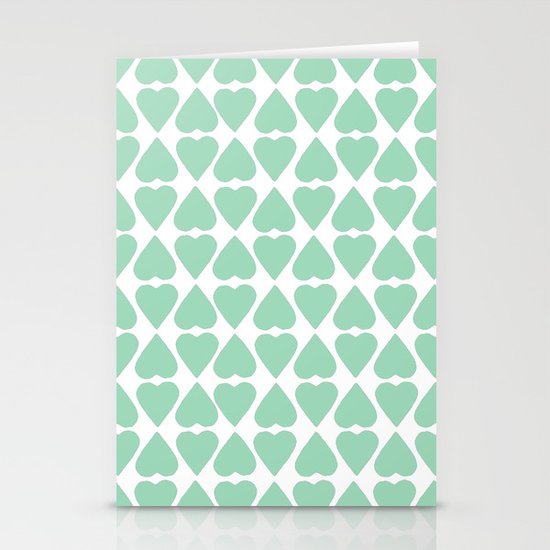 Diamond Hearts Repeat Mint Stationery Cards