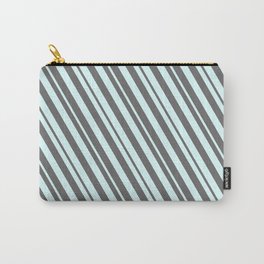[ Thumbnail: Light Cyan and Dim Grey Colored Lines/Stripes Pattern Carry-All Pouch ]