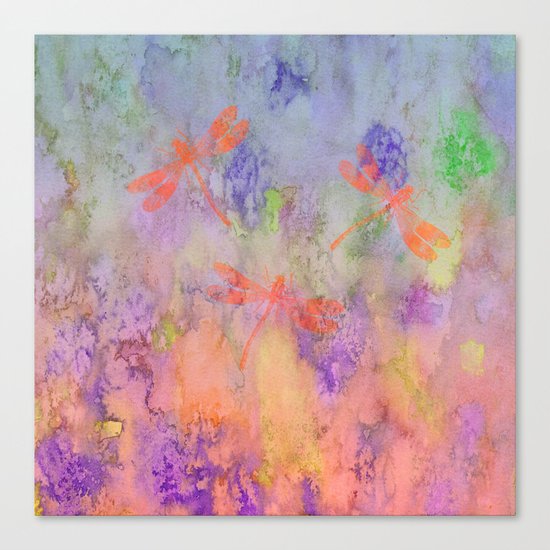 Orange Dragonflies A Canvas Print