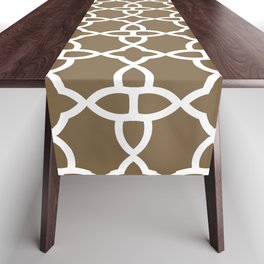 Brown and White Minimal Line Art Pattern 4 Pairs Dulux 2022 Popular Colour Rich Earth - Color Table Runner
