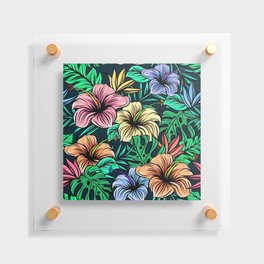 Hawaiian Hibiscus Floral Colorful Pattern Floating Acrylic Print