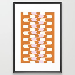 Mid-Century Modern Waves - Orange and Blush Pink Framed Art Print