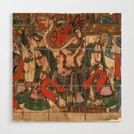 Hindu Krishna Ganesh Tapestry Wood Wall Art