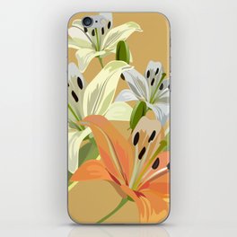 Lily - Floral Bouquet Art Design on Orange iPhone Skin