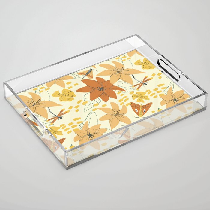 Spring Flowers in Sunny Warm Colors Acrylic Tray