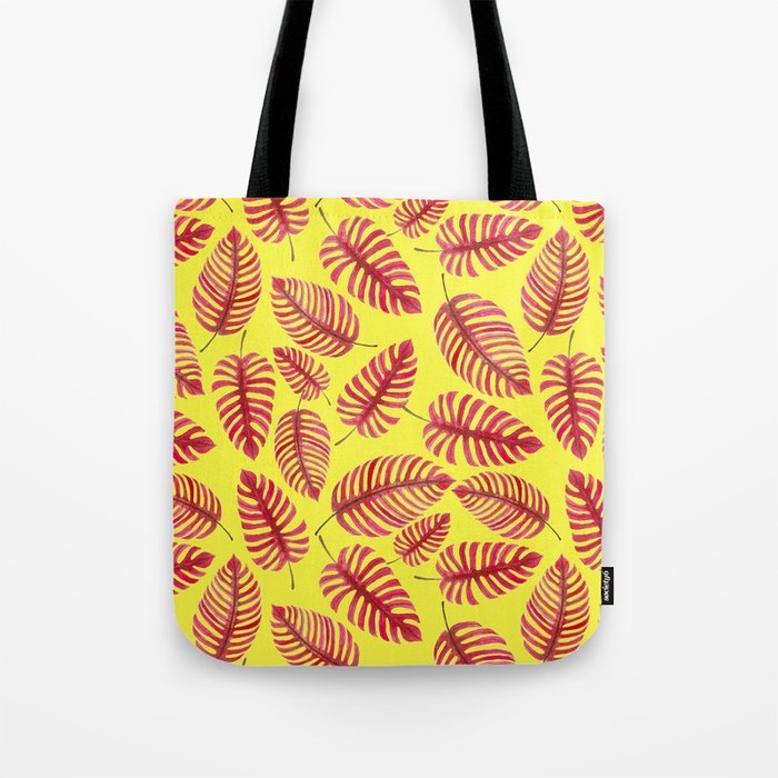 Monstera leaves, tropical watercolor pattern Tote Bag