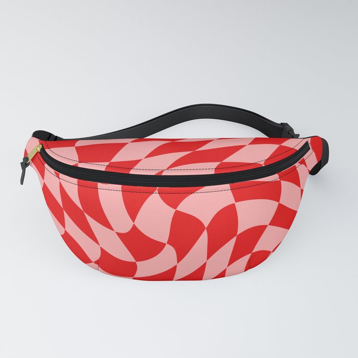 Pink and Red Wavy Checkered Print - Softroom Fanny Pack
